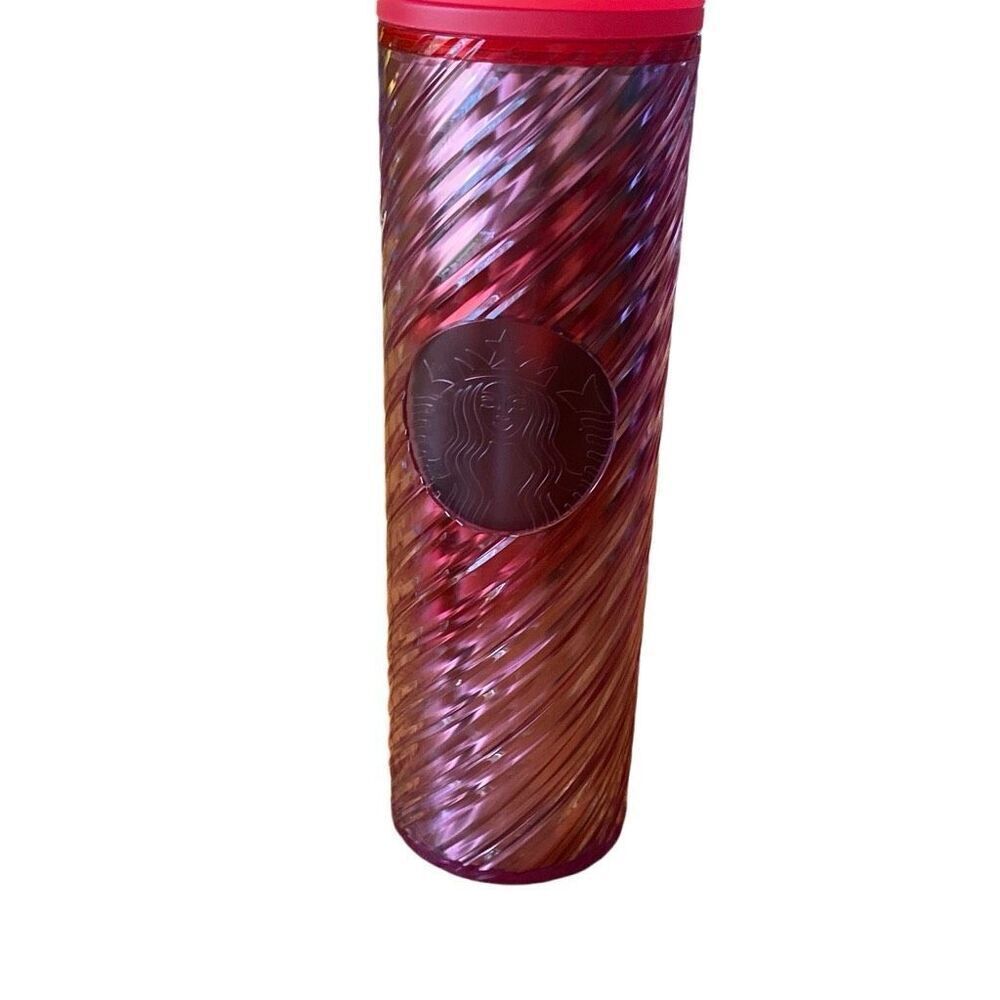 NWT Starbucks Holiday 2023 Plastic Red Ribbon Tumbler 16 fl. oz new candy cane s